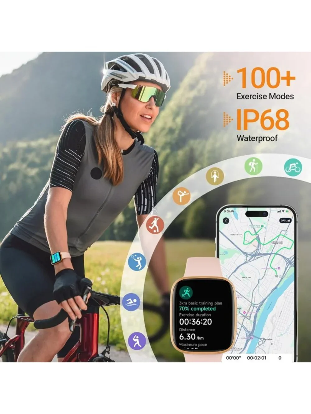 Stylish Smart Watch for Women - Make/Answer Calls, 1.85